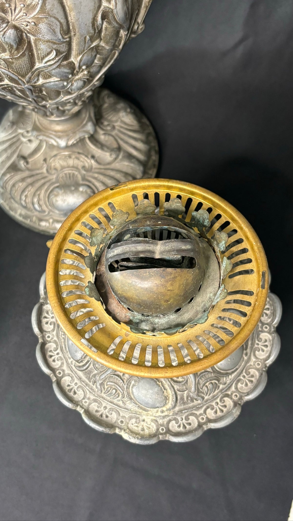 Antique Victorian Oil Lamp with Hand-Painted Globe Shade