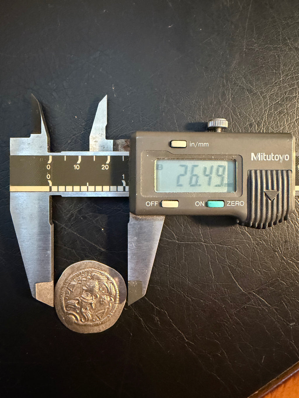 Ancient silver? coin, 26–27 mm — Sassanian origin
