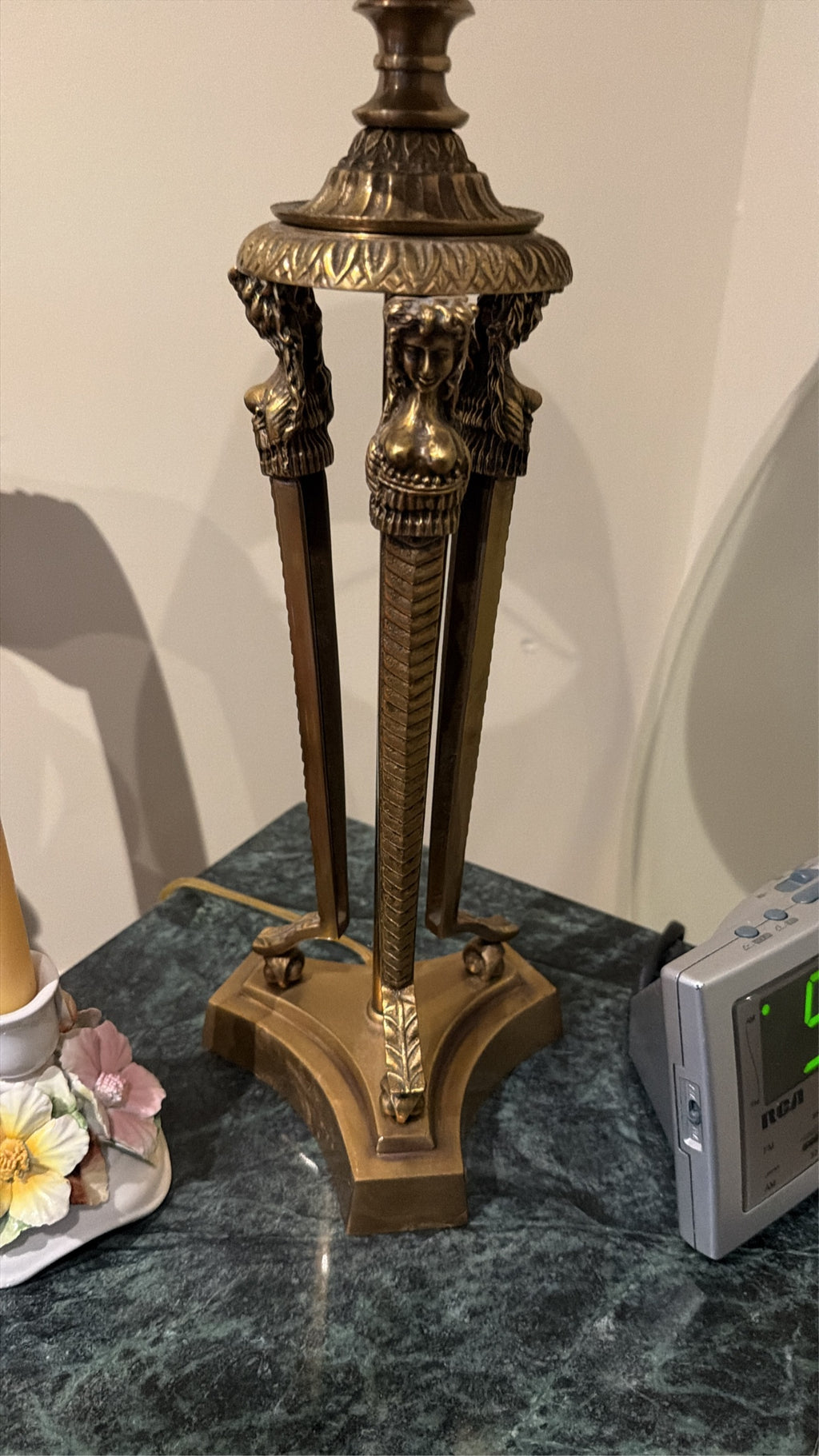 Pair of Figural Brass Table Lamps with Caryatid Bases — Like New